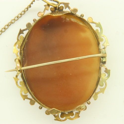 47 - Shell cameo in a 9ct gold mount, 30 x 30 mm, 7.4g total. UK P&P Group 0 (£6+VAT for the first lot an... 