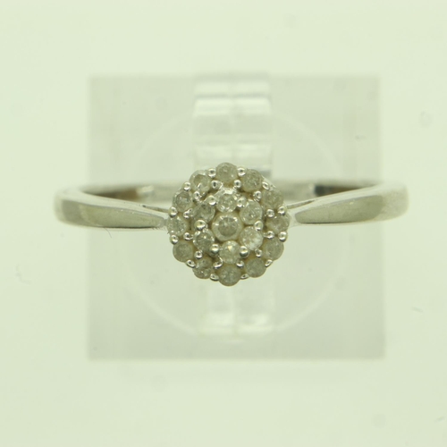 48 - 9ct white gold cluster ring set with diamonds, size O, 1.8g. UK P&P Group 0 (£6+VAT for the first lo... 