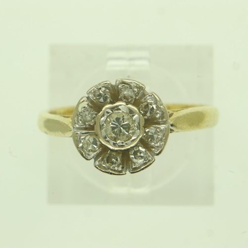 49 - An 18ct gold diamond set cluster ring, size L/M, 3.4g. UK P&P Group 0 (£6+VAT for the first lot and ... 