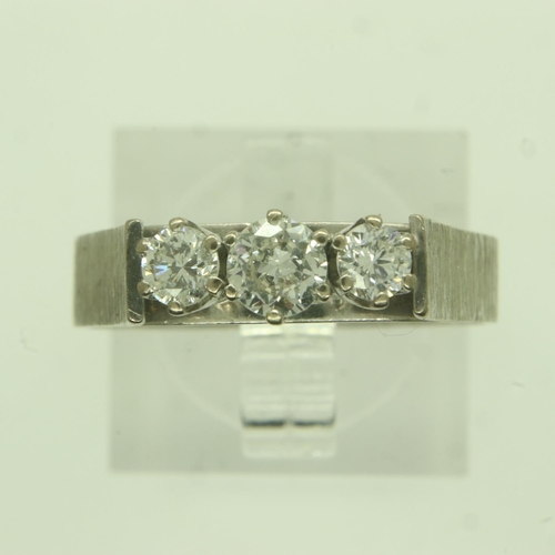 52 - David M Robinson 18ct white gold and 0.65ct diamond trilogy ring, size R/S, 4.6g. UK P&P Group 0 (£6... 