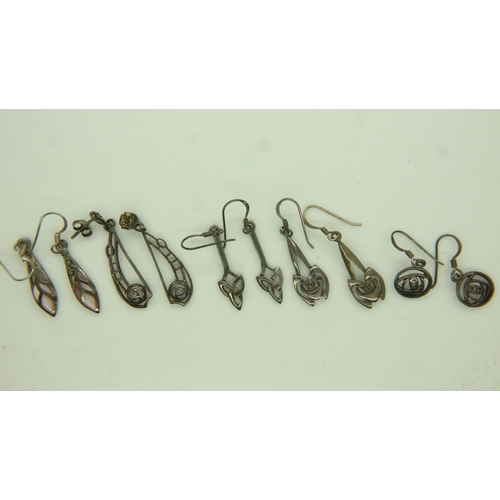 55 - Five pairs of 925 silver Rennie Mackintosh style earrings. UK P&P Group 1 (£16+VAT for the first lot... 