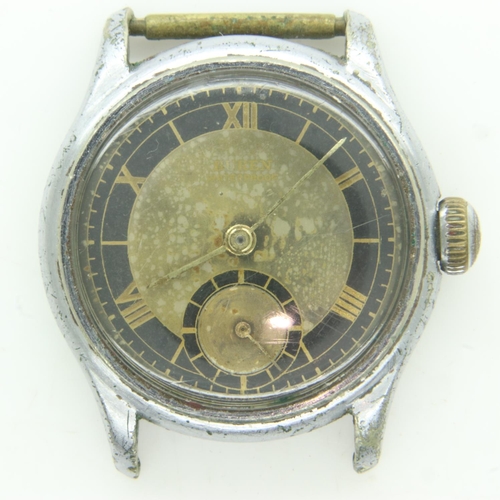 77 - BUREN: steel cased gents wristwatch head, subsidiary dial, manual wind, working at lotting. UK P&P G... 