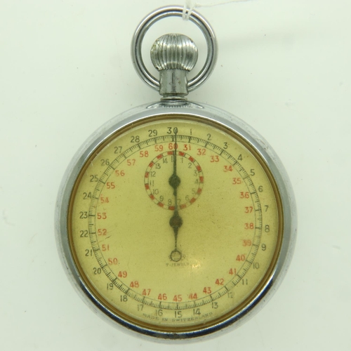 83 - ROCAR: chromium cased crown winding stopwatch, working at lotting. UK P&P Group 1 (£16+VAT for the f... 