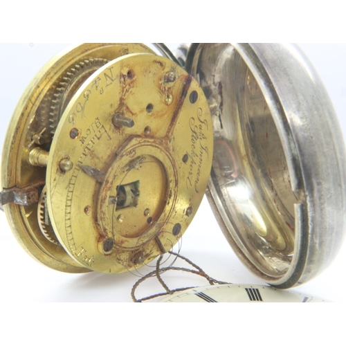 86 - JAMES INMAN (Stockport): hallmarked silver cased pair cased pocket watch, fusee wind, the outer-case... 
