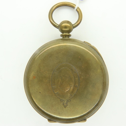 89 - TELL: brass cased Best Centre Seconds Chronograph pocket watch, key wind, working at lotting. UK P&P... 