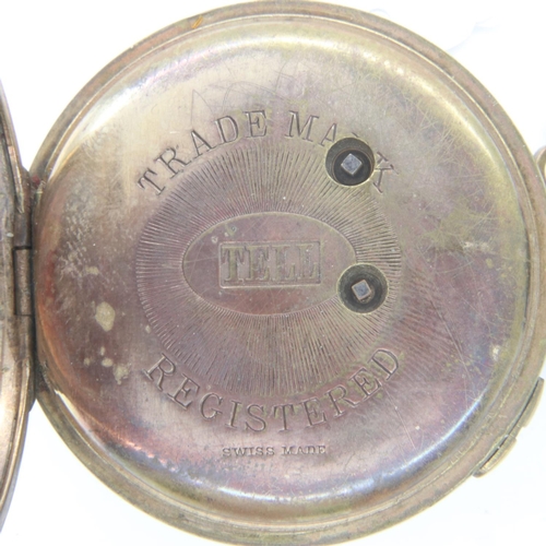 89 - TELL: brass cased Best Centre Seconds Chronograph pocket watch, key wind, working at lotting. UK P&P... 