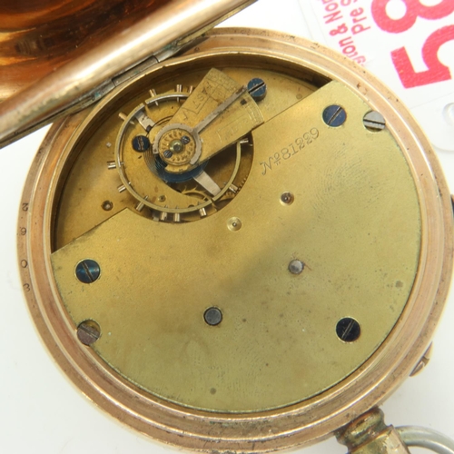 90 - An early 20th century gold plated crown winding chronograph, slide start/stop, ticks for 5 seconds a... 