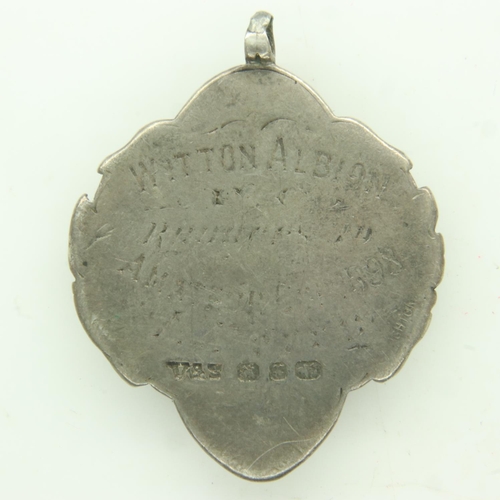 91 - Witton Albion 1898 Amateur Cup Runners-Up silver medallic fob, named to A. Parry, 16g. UK P&P Group ... 