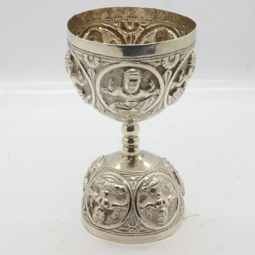 103 - An Indian silver Marriage cup, the body decorated with figures and deities, H: 10 cm, 67g. UK P&P Gr... 