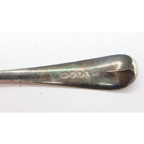 122 - Georgian hallmarked silver tablespoon, Georgian silver condiment spoon and a further hallmarked silv... 