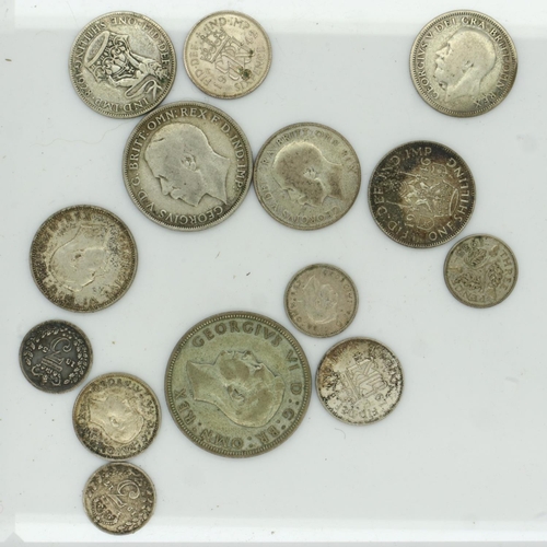 125 - Mixed UK silver denominations, all pre-1947. UK P&P Group 1 (£16+VAT for the first lot and £2+VAT fo... 