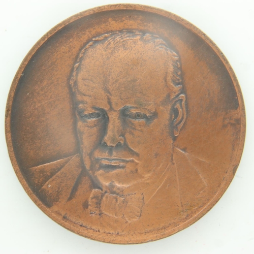 134 - Bronze Churchill 80th birthday commemorative medallion. UK P&P Group 0 (£6+VAT for the first lot and... 