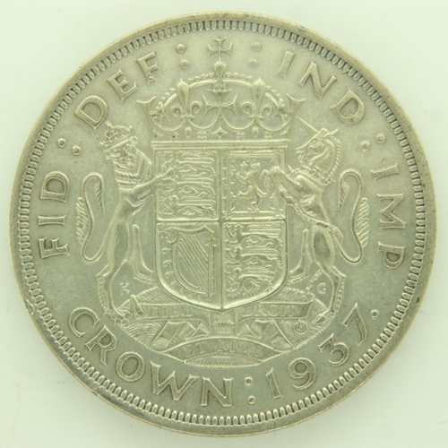 141 - Silver 1937 crown - year of George VI coronation. UK P&P Group 0 (£6+VAT for the first lot and £1+VA... 