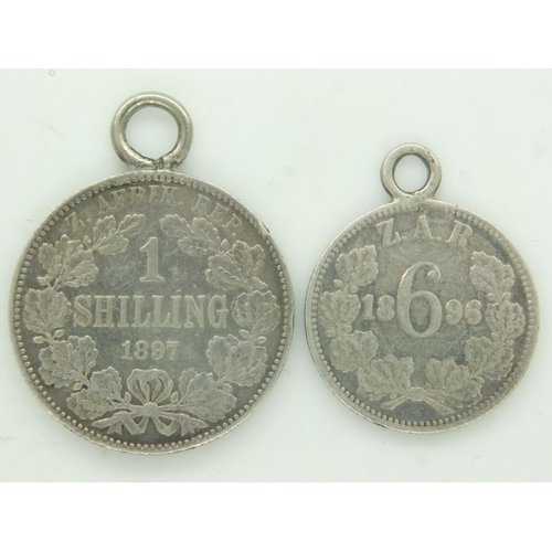 143 - Two Silver south African pendants from converted Paul Kruger coins. UK P&P Group 0 (£6+VAT for the f... 