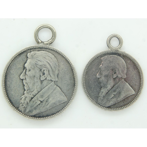 143 - Two Silver south African pendants from converted Paul Kruger coins. UK P&P Group 0 (£6+VAT for the f... 