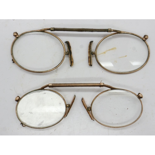 154 - Two pairs of Victorian gold plated pince-nez spectacles. UK P&P Group 1 (£16+VAT for the first lot a... 