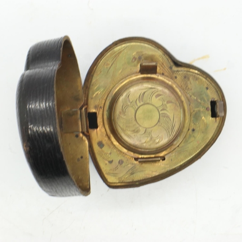 159 - Victorian leather-bound brass travelling inkwell. UK P&P Group 1 (£16+VAT for the first lot and £2+V... 