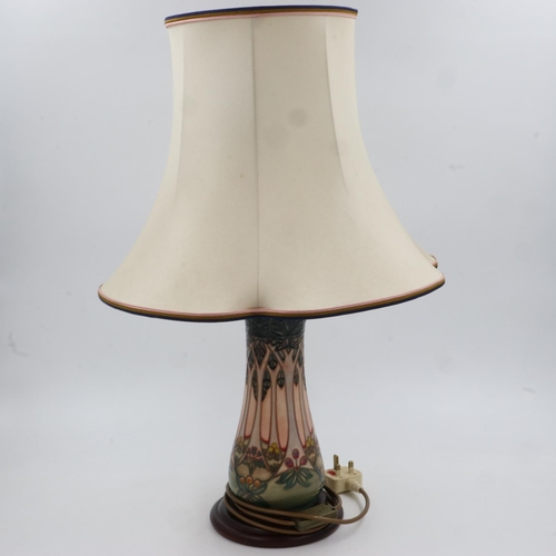 166 - Sally Tuffin for Moorcroft, a table lamp base in the Cluny pattern, with shade, no cracks or chips, ... 