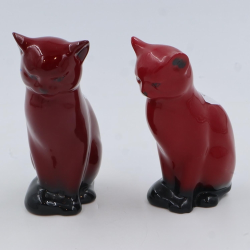 213 - Two Royal Doulton flambé seated cats, largest H: 13 cm. UK P&P Group 2 (£20+VAT for the first lot an... 