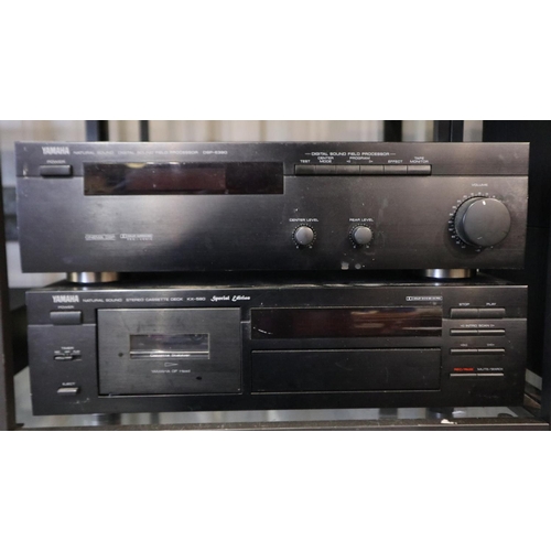 364 - Yamaha DSPE390 power amp and stereo cassette deck. All electrical items in this lot have been PAT te... 