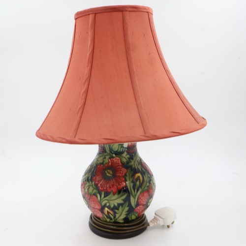 165 - Shirley Hayes for Moorcroft, a table lamp in the Pheasants Eye pattern, with shade, overall H: 55 cm... 