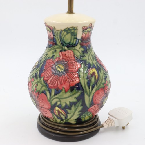 165 - Shirley Hayes for Moorcroft, a table lamp in the Pheasants Eye pattern, with shade, overall H: 55 cm... 