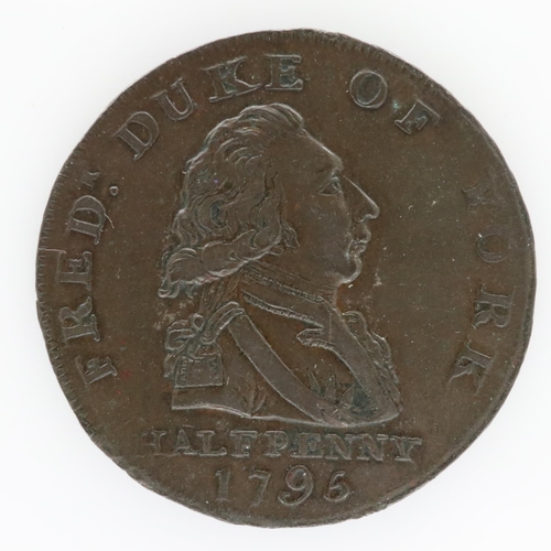 2052 - 1795 halfpenny shipping token - Duke of York issue - EF. UK P&P Group 0 (£6+VAT for the first lot an... 