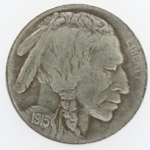 2055 - Scarce 1915 American silver 5 cents, Indian head, Hobo Art? verso. UK P&P Group 0 (£6+VAT for the fi... 