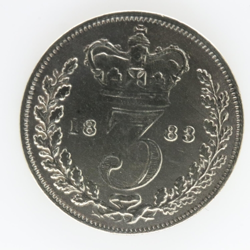 2096 - 1883 silver threepence of Queen Victoria - gVF. UK P&P Group 0 (£6+VAT for the first lot and £1+VAT ... 