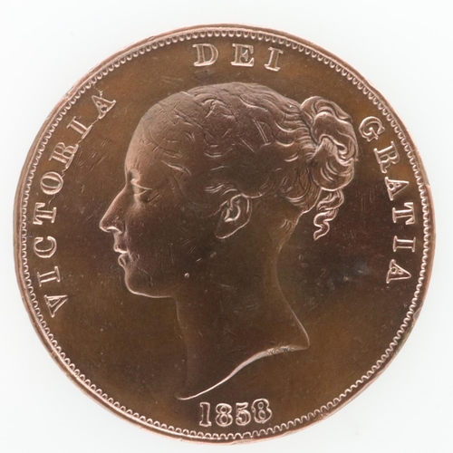 2145 - 1858 penny of Queen Victoria - aVF patchy tone. UK P&P Group 0 (£6+VAT for the first lot and £1+VAT ... 