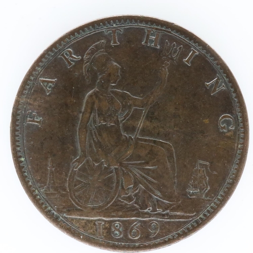 2146 - 1869 farthing of Queen Victoria., UK P&P Group 0 (£6+VAT for the first lot and £1+VAT for subsequent... 