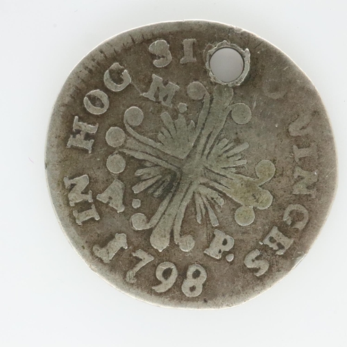 2149 - 1798 Naples silver 10 Grana, holed. UK P&P Group 0 (£6+VAT for the first lot and £1+VAT for subseque... 