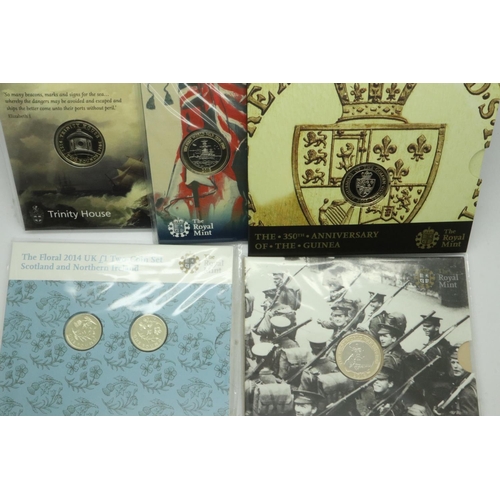 2020 - 5 Royal mint commemorative coin sets sealed.  UK P&P Group 1 (£16+VAT for the first lot and £2+VAT f... 