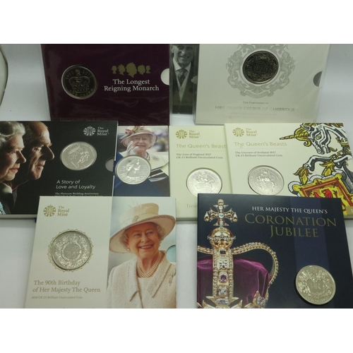 2022 - 9 Royal mint £5 coin presentation packs.  UK P&P Group 1 (£16+VAT for the first lot and £2+VAT for s... 
