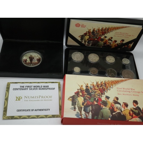 2023 - First world war commemorative coin sets with silver.  UK P&P Group 1 (£16+VAT for the first lot and ... 