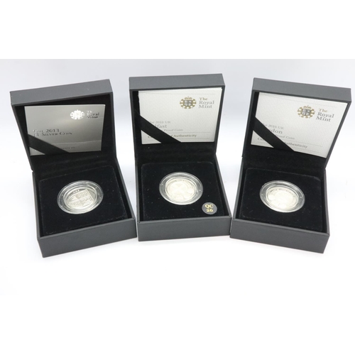 2029 - 3 Silver proof old style £1 coins in boxes and capsules. UK P&P Group 1 (£16+VAT for the first lot a... 