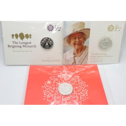 2030 - 3 silver £20 coins in Royal mint presentation sets. UK P&P Group 1 (£16+VAT for the first lot and £2... 