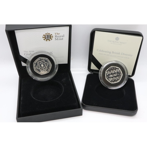 2031 - 2010 and 2020 silver proof 50p coins in case with certificates. UK P&P Group 1 (£16+VAT for the firs... 