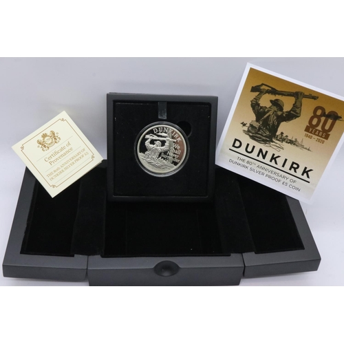 2034 - 80th anniversary of Dunkirk silver £5 proof coin.  UK P&P Group 1 (£16+VAT for the first lot and £2+... 