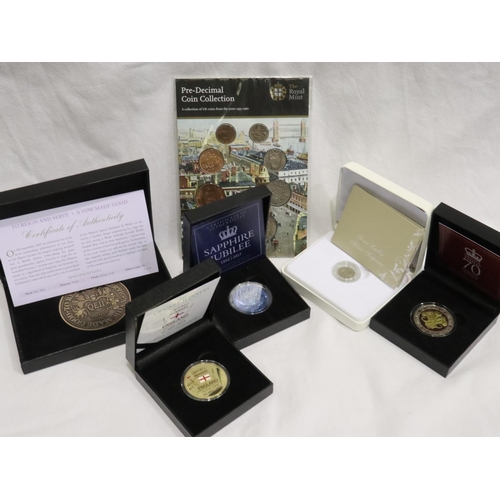 2040 - 5 presentation commemoratives with a further sealed pre decimal coin pack. UK P&P Group 2 (£20+VAT f... 