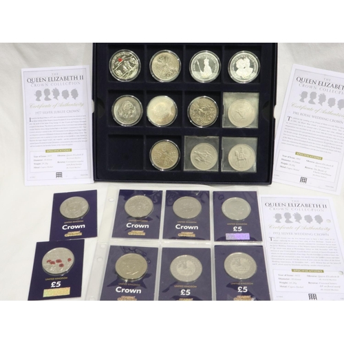 2042 - 18 commemorative crown / £5 change checker coins. UK P&P Group 1 (£16+VAT for the first lot and £2+V... 