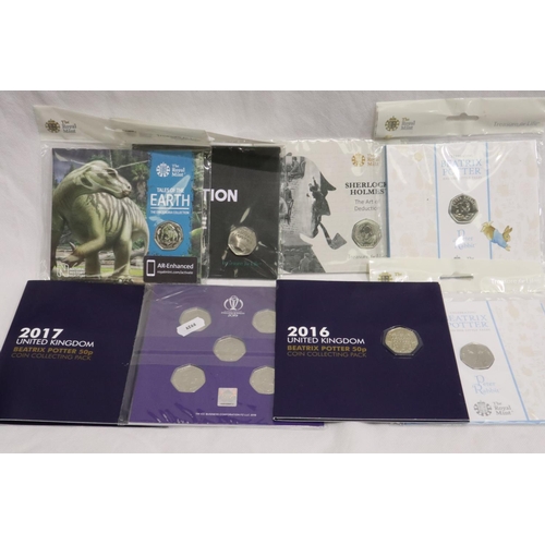 2043 - 8 50p commemorative Royal mint coin sets. UK P&P Group 1 (£16+VAT for the first lot and £2+VAT for s... 