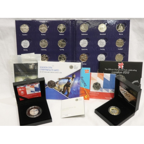 2045 - Mixed lot of Olympic coinage in presentation packs to include  2008 silver proof £2 in case. UK P&P ... 