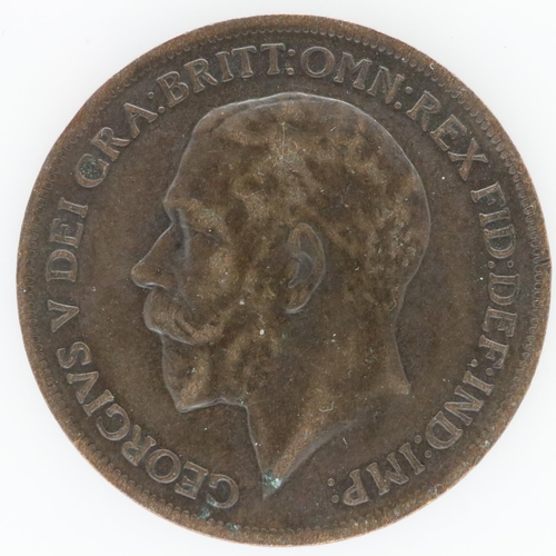 2151 - 1911 penny of George V with ghosting - gVF. UK P&P Group 0 (£6+VAT for the first lot and £1+VAT for ... 