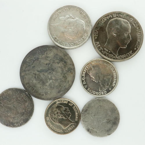 2193 - Six world silver coins including a 1927 Australian threepence. UK P&P Group 0 (£6+VAT for the first ... 