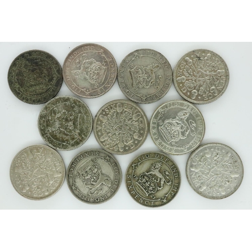 2194 - Ten silver sixpences of George V - mixed grades. UK P&P Group 0 (£6+VAT for the first lot and £1+VAT... 