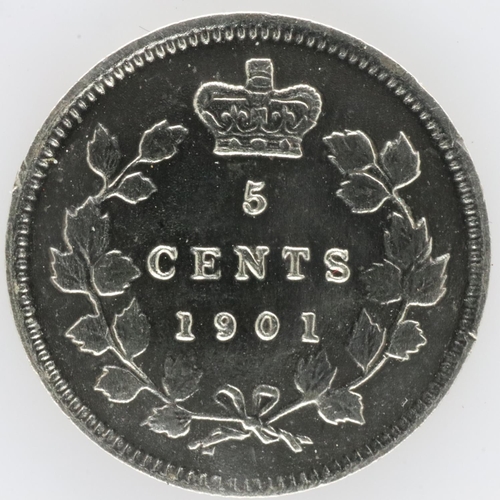 2213 - 1901 silver Canadian 5 cents of Queen Victoria - nEF. UK P&P Group 0 (£6+VAT for the first lot and £... 