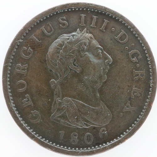 2237 - 1806 halfpenny of George III. UK P&P Group 0 (£6+VAT for the first lot and £1+VAT for subsequent lot... 