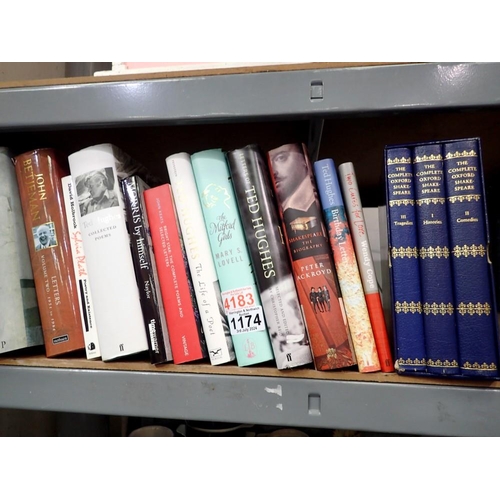 1174 - Shelf of poetry books including Ted Hughes. Not available for in-house P&P