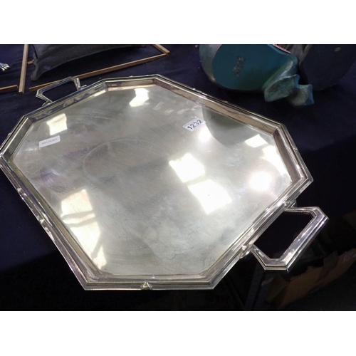 1232 - Large silver plated tray, 52 x 37 cm, some marks through general use, would benefit from a polish/bu... 